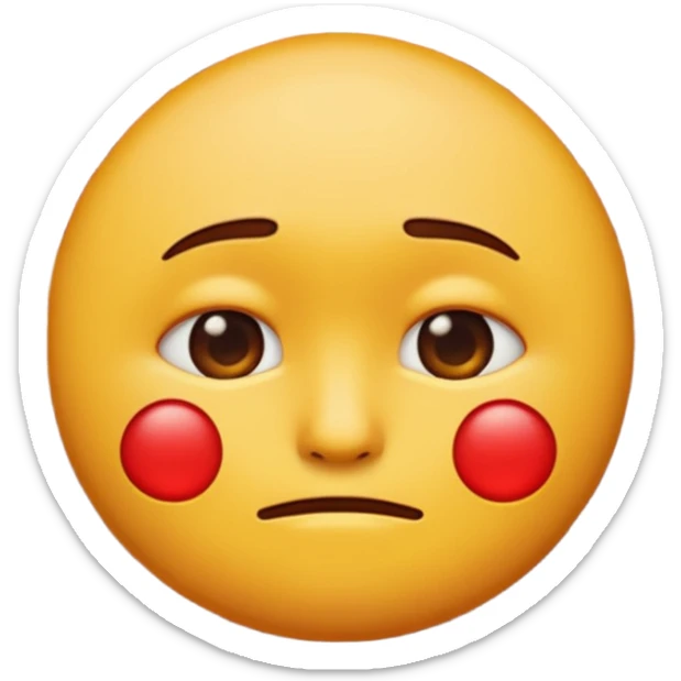 If you are familiar with the Melting Face Emoji, the round yellow face, with no define facial features, generate an emoji with that face but sad. Also, the face should be leaning against a red brick wall, with one cheek touching it, so this wall should be in perspective to understand the composition sticker