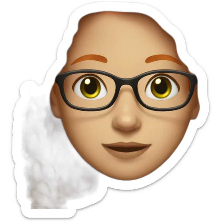 Girl with court orange hair and green eyes and glasses sticker