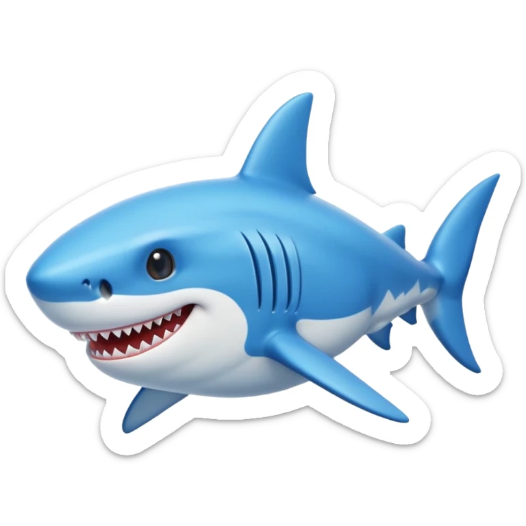 cartoon shark with brilliant blue color, no shoes sticker