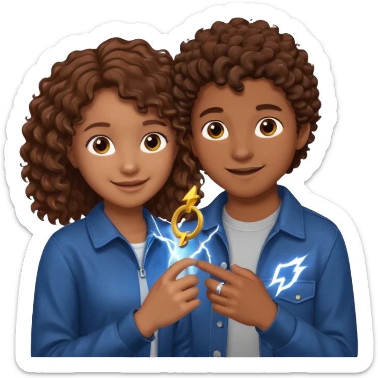 a 15 year old girl with brown curly hair but she has lightnings in it with a brown haired boy who gave her a promise ring sticker