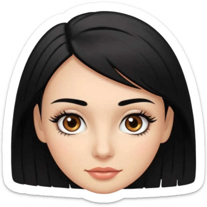 Women with brow skin and black haircut brown eyes , long lashes pretty and dimples   sticker