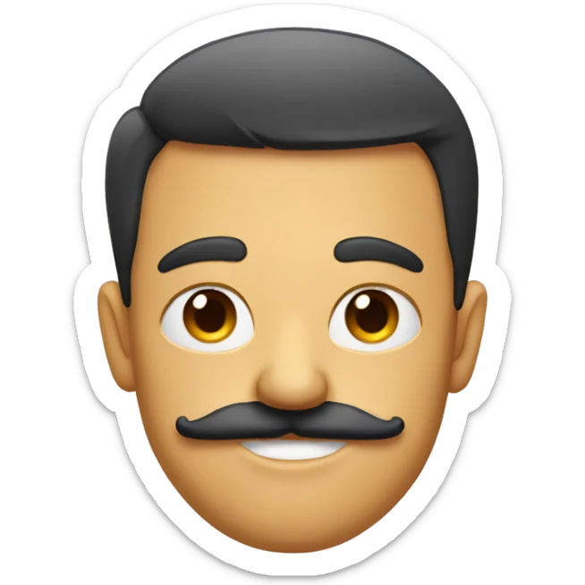 emoji with half shaved moustache, the moustache will be on only one side of the face. sticker