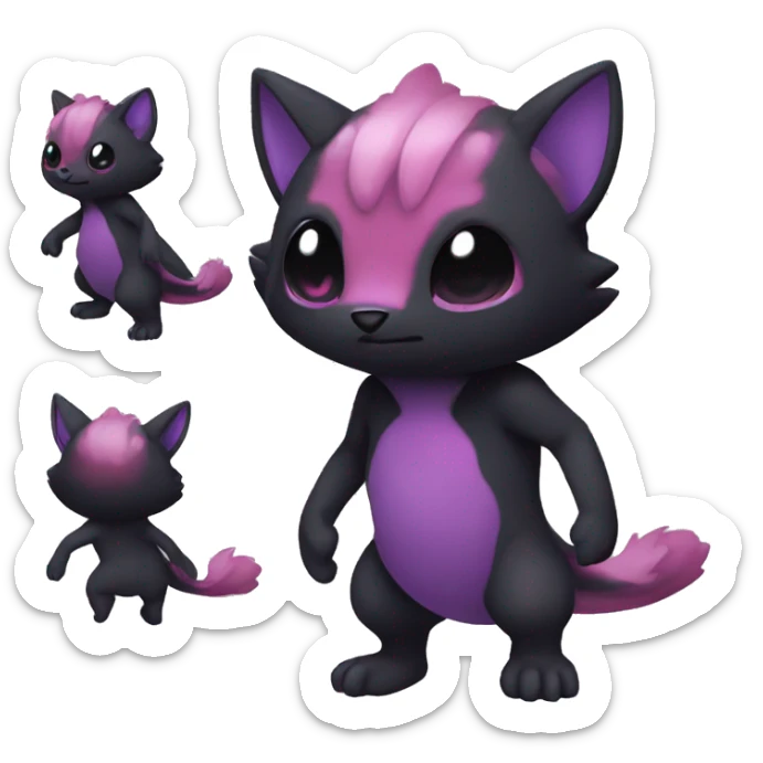 Cute cool dark black red purple animal hybrid Fakemon full body sticker