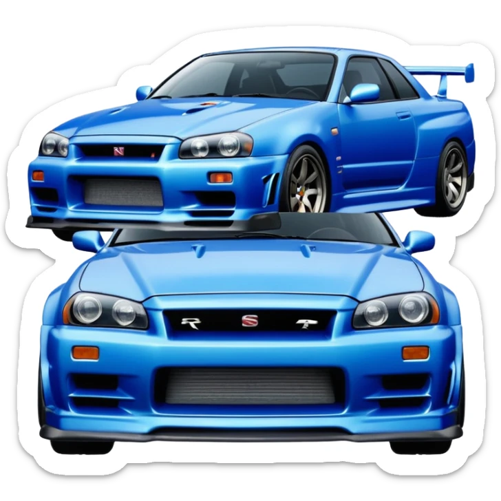 car Nissan Skyline GT-R R34 1999 like in the movie Fast and Furious, the design of the car should be the same as in the movie  sticker