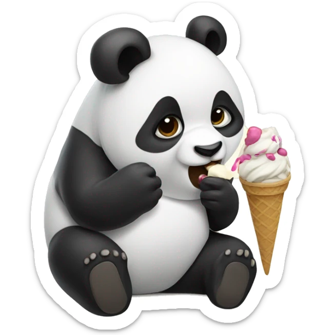 Panda eating ice cream sticker
