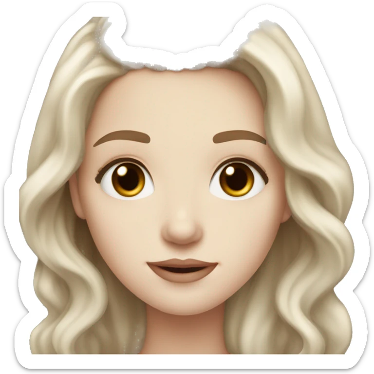 pale skin girl with long wavy brown hair dark brown eyes long lashes sticker