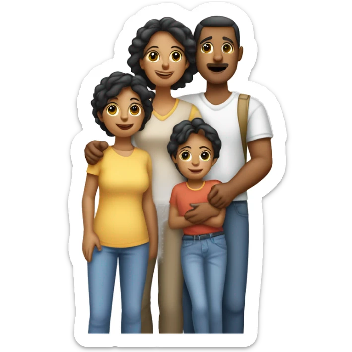 Familia de 5 personas mamá y papá dos niños y una niña  sticker