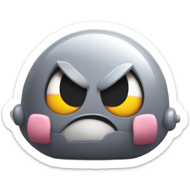 Metal cute mad Kirby Gray ball driving on car wheels with mad eyebrows game sticker