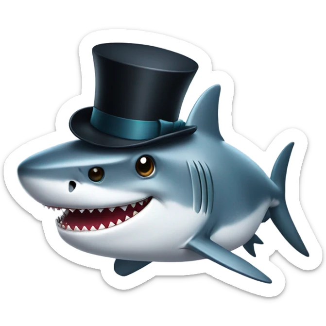 Shark with a top hat sticker