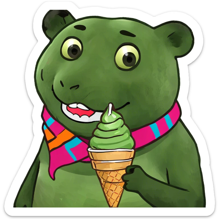 Panda eating ice cream sticker