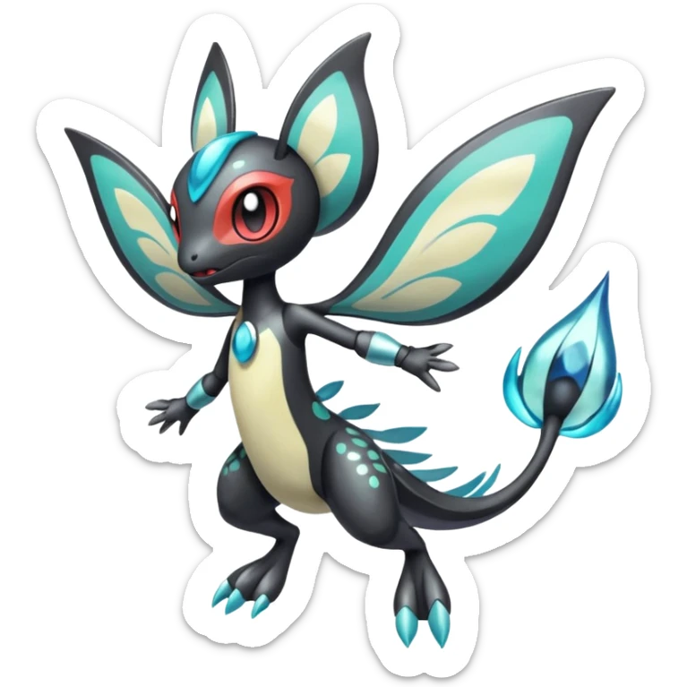 Splash-patterned emotional sparky sparky boom boom painful Meloetta-Guilmom-Salandit-Trico-Pokémon-Fakémon-fusion-hybrid-creature sticker