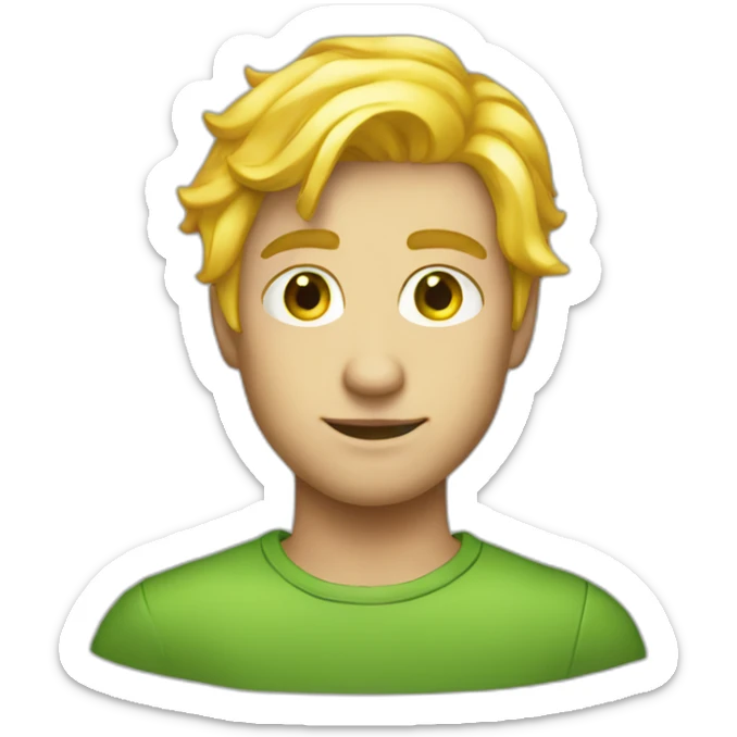 A beautiful person with yellow hair And long  and green eyes man  sticker