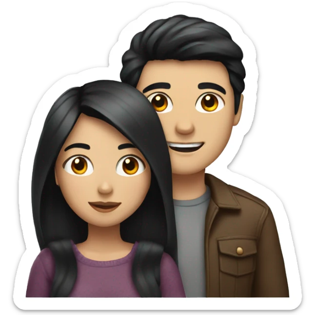 A couple of a girl with black hair and a guy with brown hair sticker