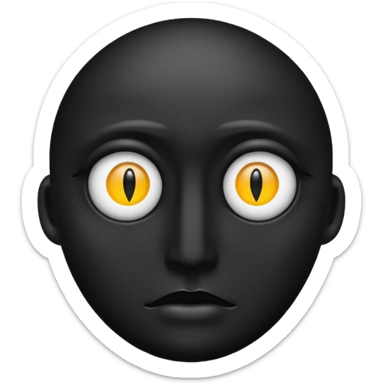 Minimal emoji, single eye made of black metal, pupil replaced by a solid metal number 8, restrained gothic symbolism, avant-garde minimalism, no glow, no neon, flat emoji style, centered, transparent background sticker