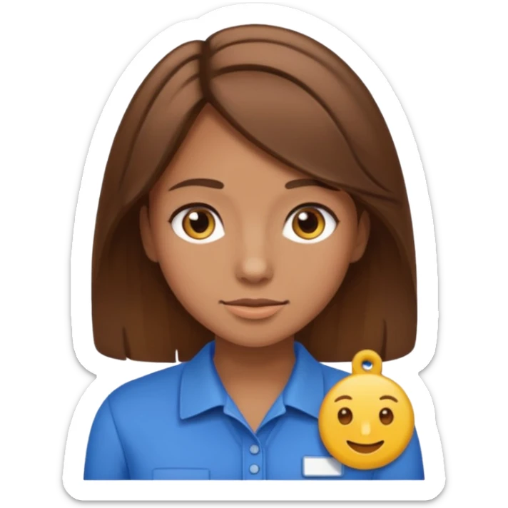 Give Linnea brown hair and a nametag that says Linnea sticker