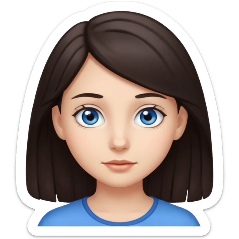 Une fille ado avec les cheveux brun foncé,la peau claire et les yeux bleu grsi sticker