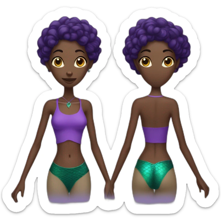 skinny black woman like a mixe between mermaid and elf in purple sticker