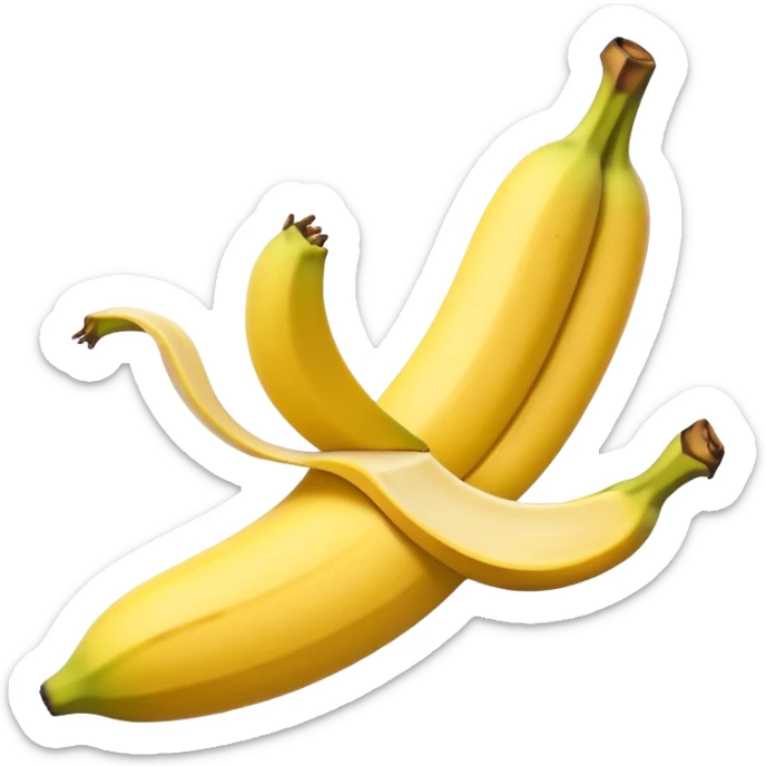 Design an emoji of a banana 🍌 slipping on its own peel, mid-air, shocked face. sticker
