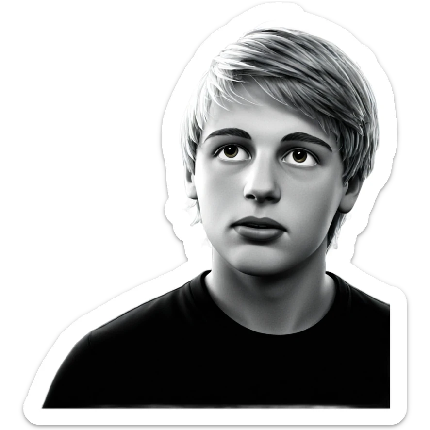 monochrome portrait of a boy sticker