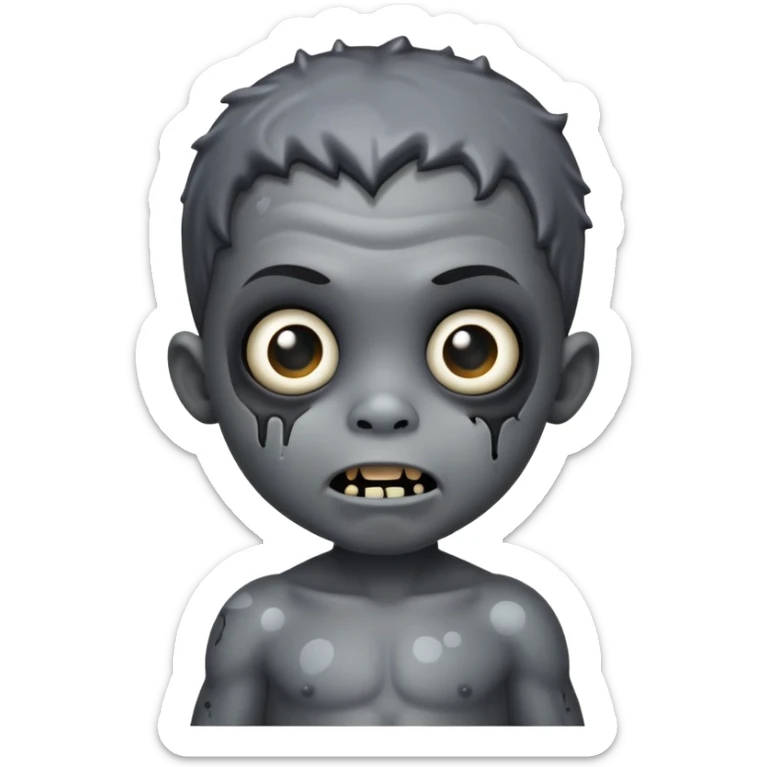 Super idol as creepy black zombie toddler with a gray spot shining on his head with the background being dark gray and “super idol” is almost pitch black and outside of that circle is literally just a pitch black background sticker