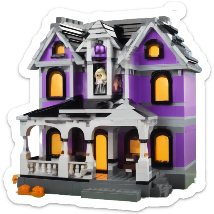 Lego barbie’s run-down frightening dangerous ghost ridden haunted dream house nightmare scenario moon sticker