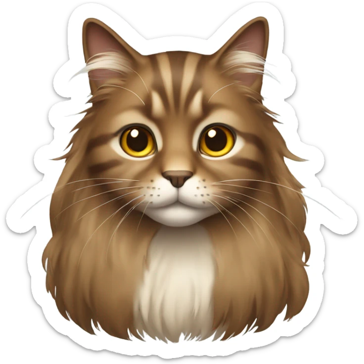 Long hair brown cat sticker