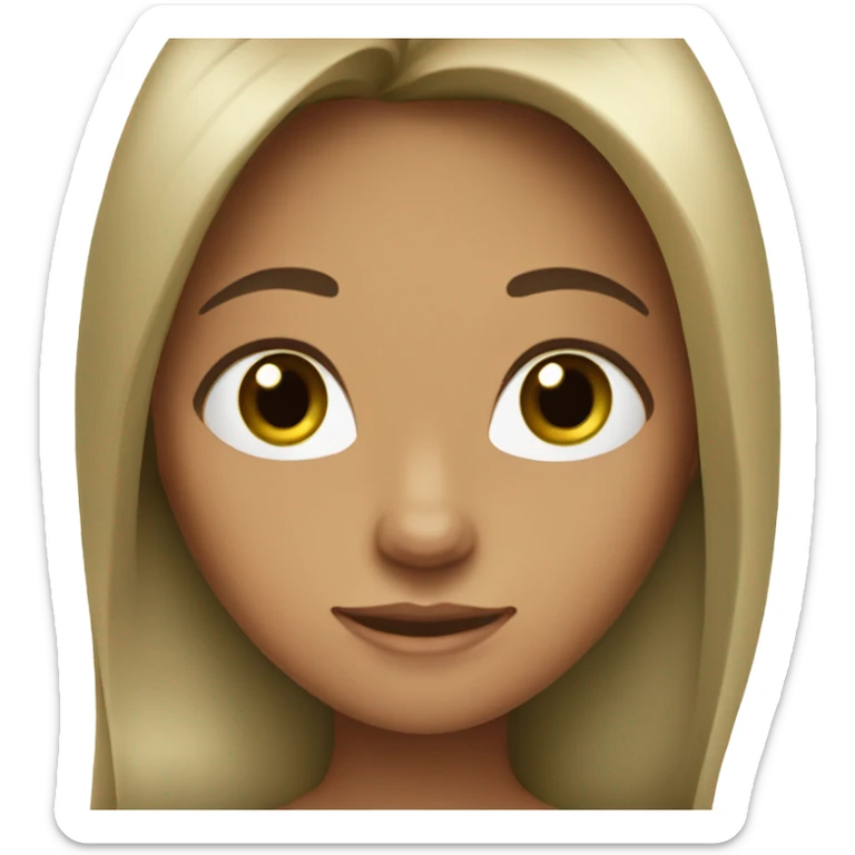 A girl with tan skin and green eyes with long straight hair sticker