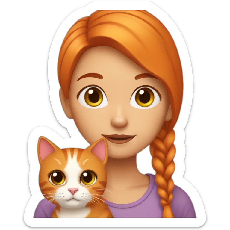 girl with ginger cat sticker