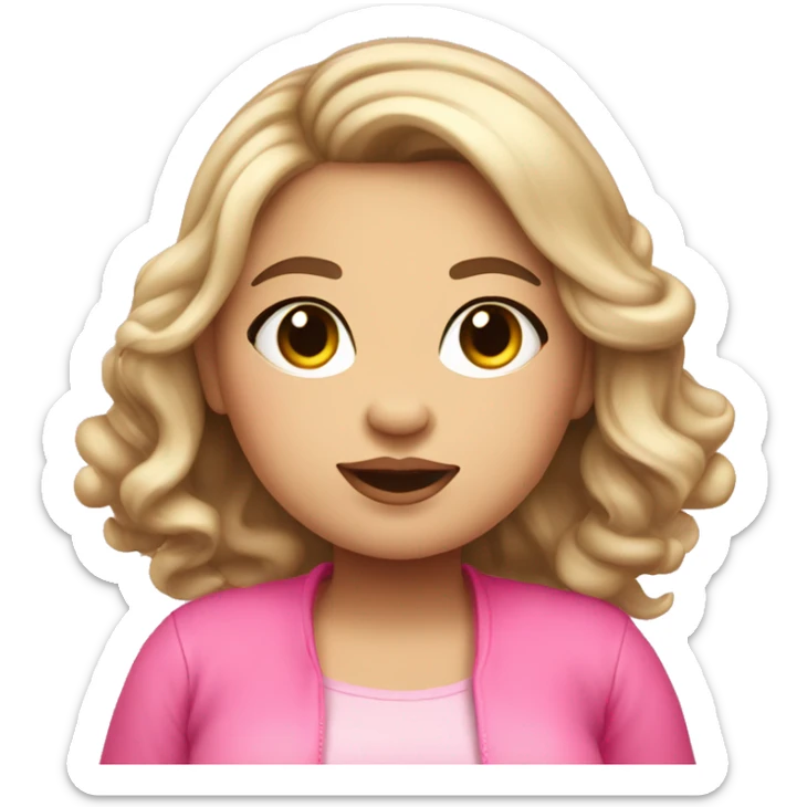 pink cute chubby cheeky girl that loves fashion and everything nice sticker