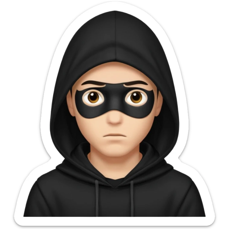 Un joven con una capucha negra que solo le deje ver los ojos y cejas sticker