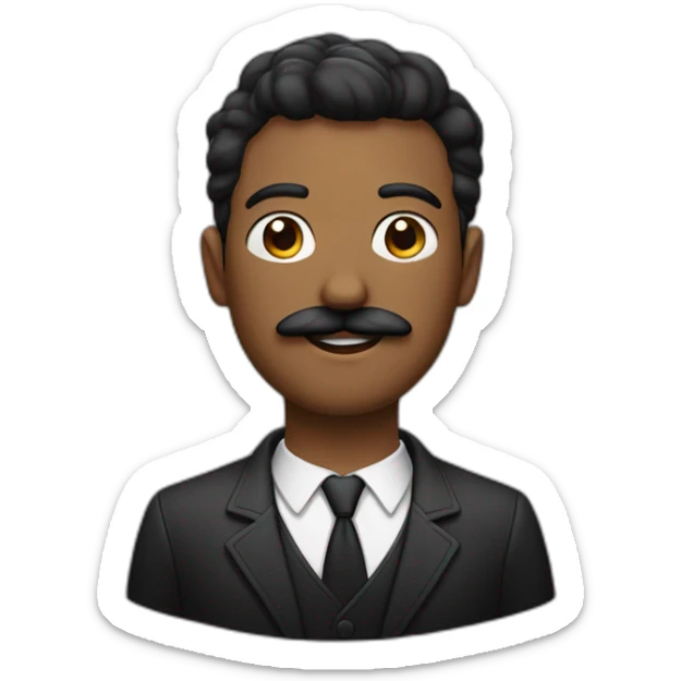 Homme avec une petite moustache noir en carré avec les cheveux noir court sticker