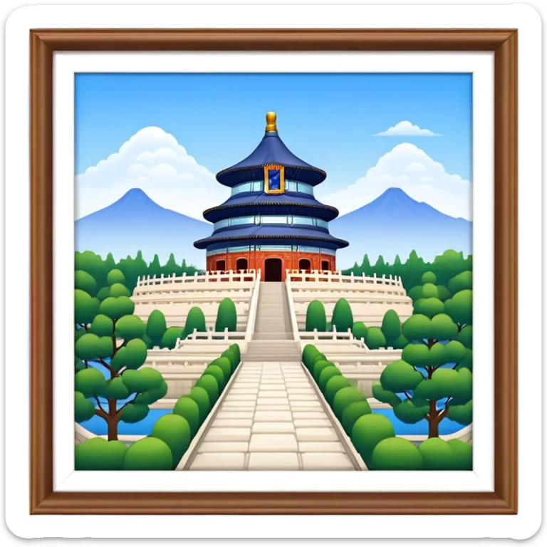 Cinematic Realistic Temple of Heaven Landmark Emoji, depicted with expansive historic architecture set in lush gardens rendered with lifelike detail and serene lighting. sticker