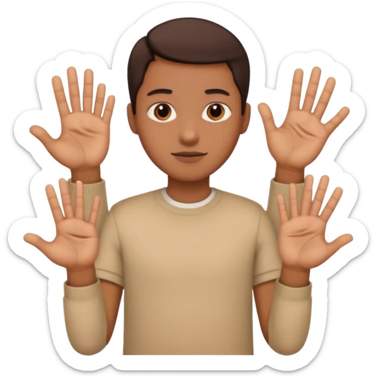 Tête qui a 2 mains l’une qui tient un 6 l’autre un 7 sticker