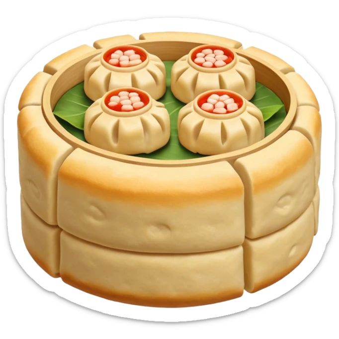 siu mai (a type of dim sum, just 1 cube of white color fish patty wrapped by yellow dough, leaving only the top part unwrapped, shape looks like short cylinder shape) sticker