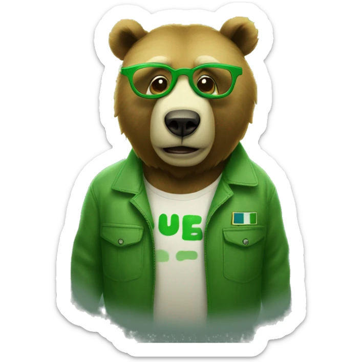 un oso con gafas verdes i esta sorprendido sticker