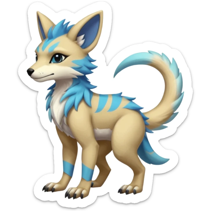 Edgy shiny exotic colorful smooth soft pastel modern anthro furry vernid-trico-Protogen-Primagen-WereGarurumon-hybrid by Falvie, LiLaiRa, AngieWolf sticker