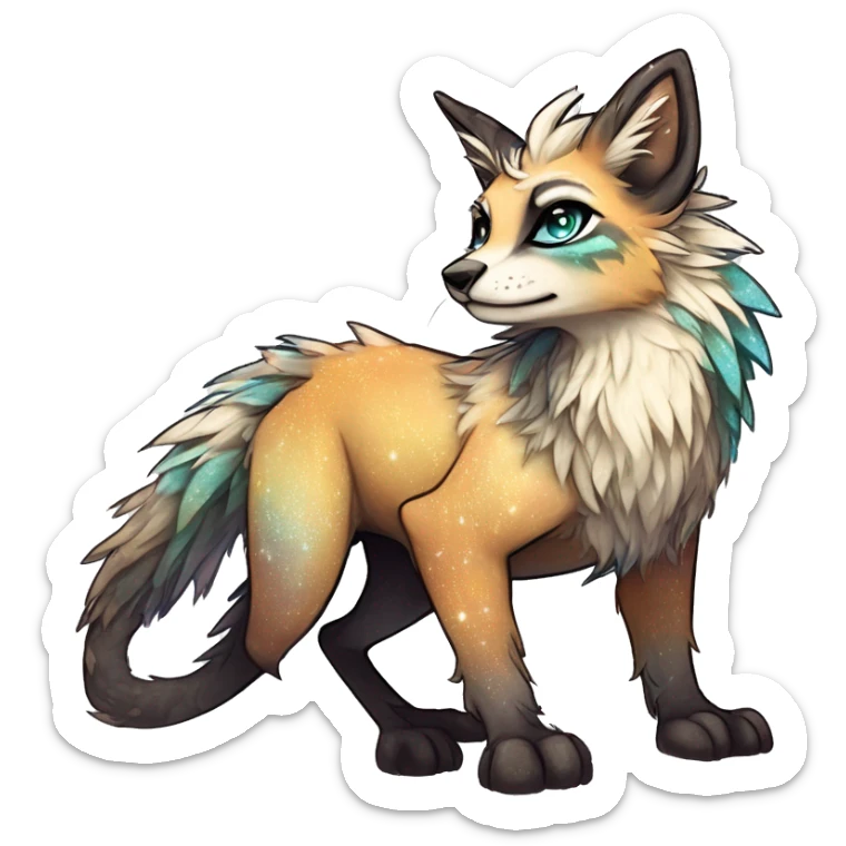 Cool cute Kawaii edgy fantasy animal sparkle fursona Fionbri creature by griffsnuff & LiLaiRa & Falvie full body sticker