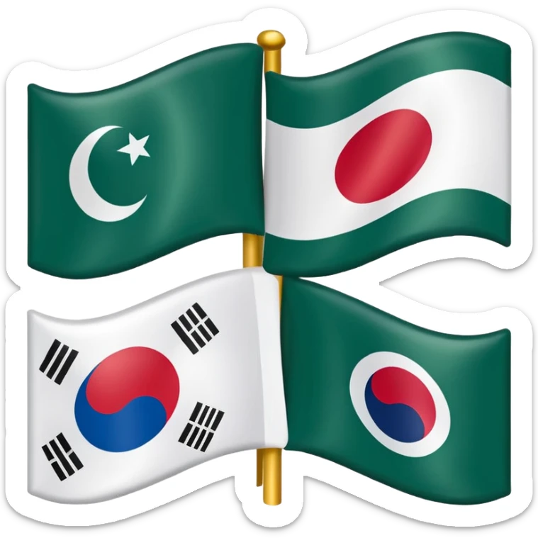 FRIENDSHIP FLAG OF PAK-SOUTH KOERA BUT NO MAKING WRONG DESIGN OF PAKISTAN AND SOUTH KOERA FLAGS sticker