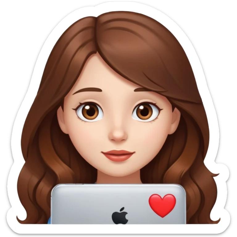 girl with long brown hair video chatting with heart eyes sticker