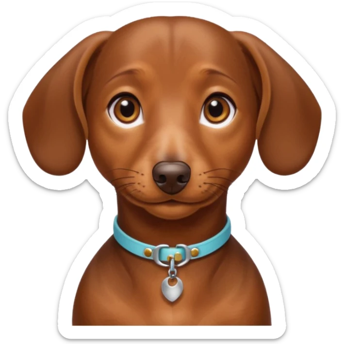 Make a brown short hair dachshund with hazel  eyes and a collar that says the name mocha sticker