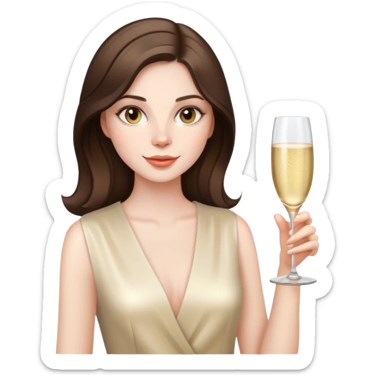beautiful pale brunette girl with a glass of champagne  sticker