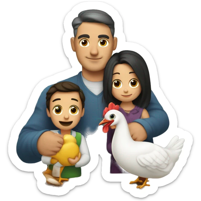 cena con papa mama hijo y un pavo en la  sticker