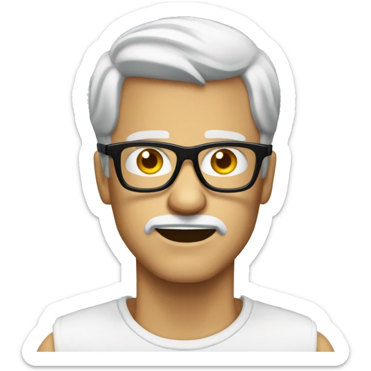 emoji for iPhone angry white man in black glasses fashionable glasses sticker