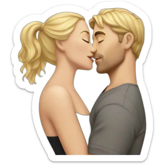 A man with blonde hair kisses a woman with blonde hair sticker