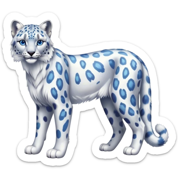 Colorful vibrant ethereal fantasy-lynx-snow-leopard-animal, full-body sticker