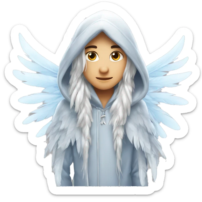 big wings, hood, silver, feather, icy ,snowflake, Beautiful, fairy, long hair sticker