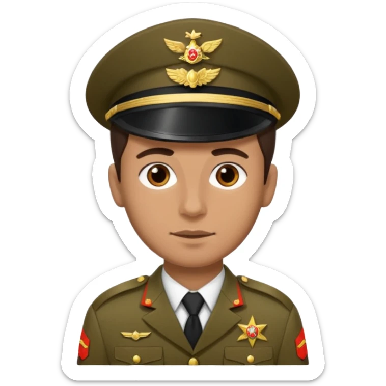 I want you to create an emoji of a spanish sergeant,  He should be a young guy with dark brown hair, brown eyes, his skin color like he’s tan  sticker