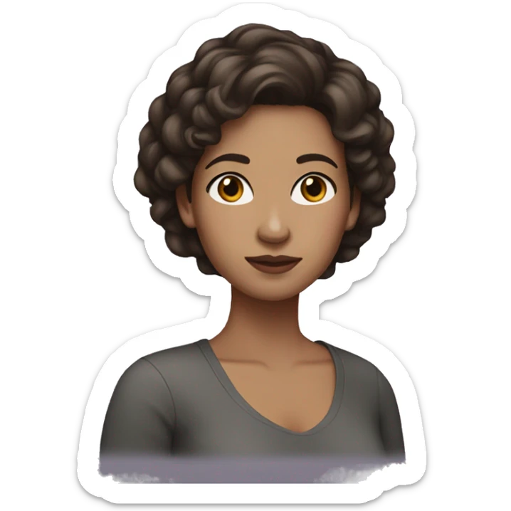 woman with light skin, dark brown hair, and dark brown eyes sticker