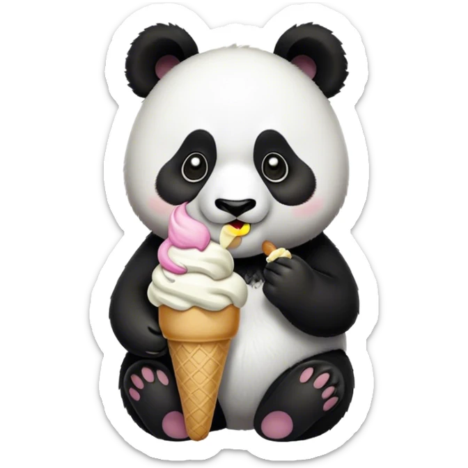 Panda eating ice cream sticker
