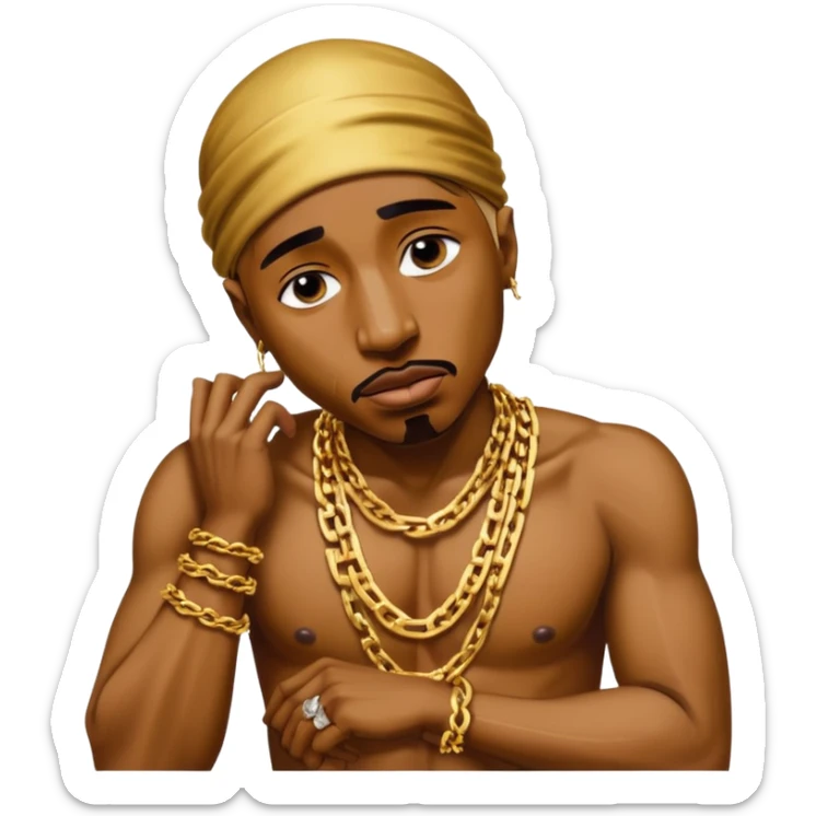 tupac but he's made of gold but he's also in an unbearable amount of pain sticker